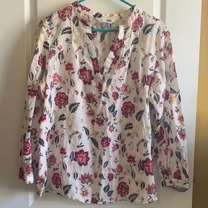 Old Navy Floral Blouse with Pink and Blue Accents